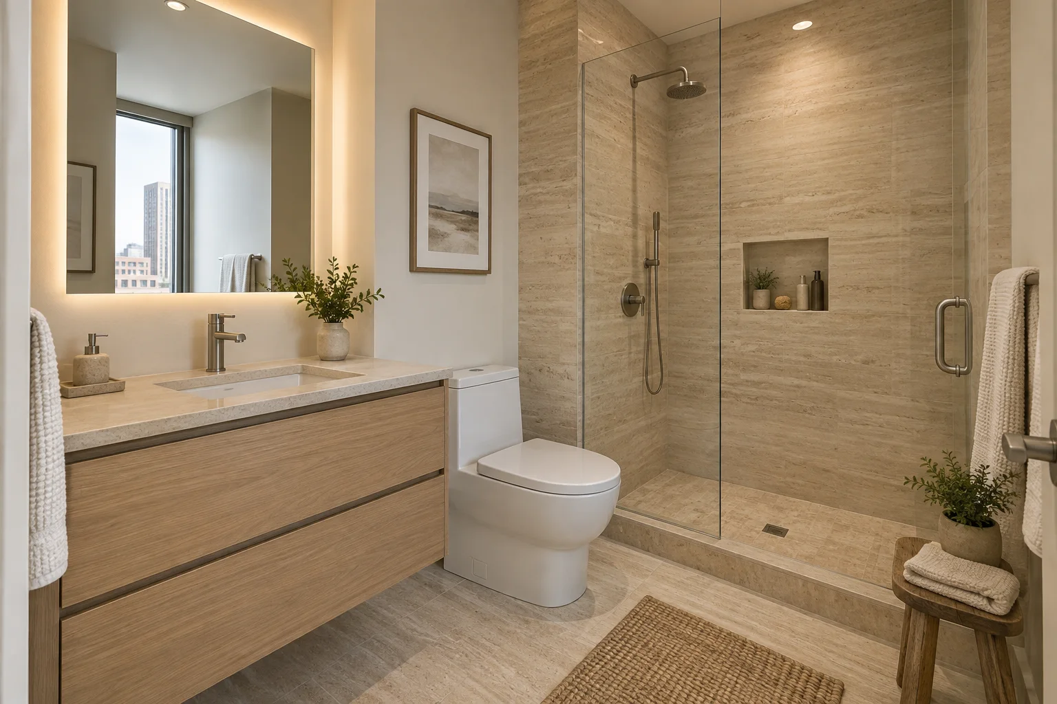 bathroom — AI-generated illustration, not an actual unit photograph