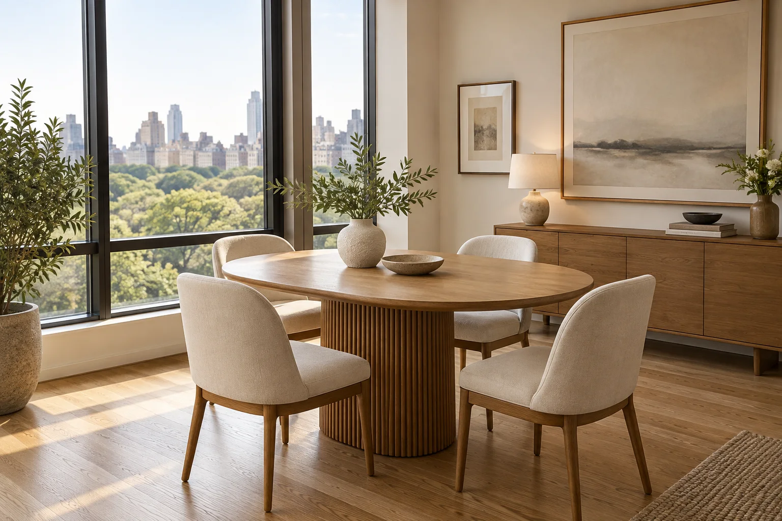 dining room — AI-generated illustration, not an actual unit photograph