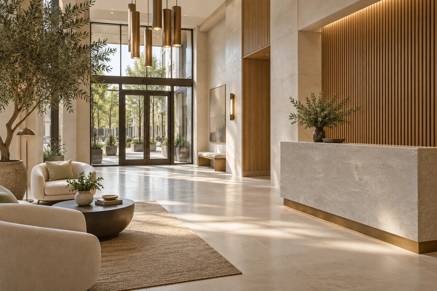 Riverlight Residences — lobby (AI-generated illustration)